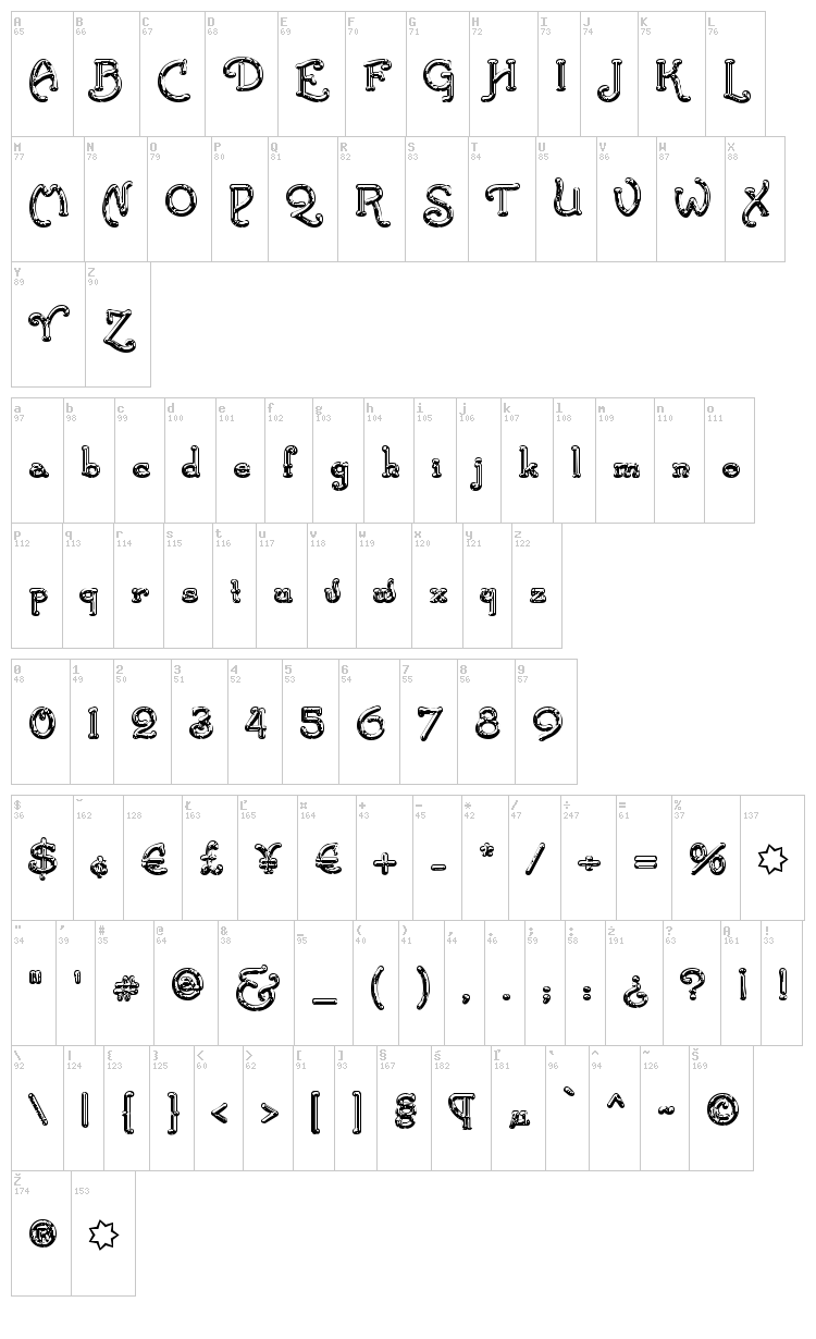 Santa's Sleigh font map